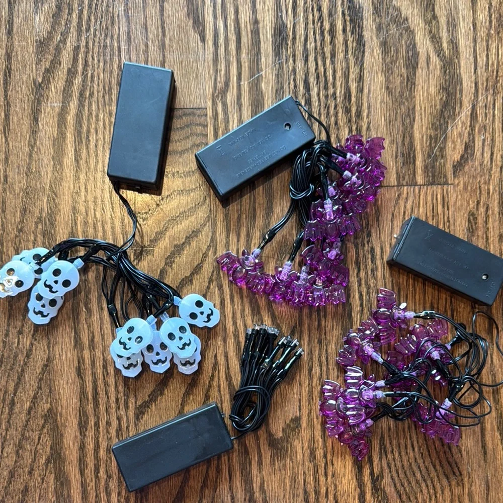 Skull and Bat String Lights Set
